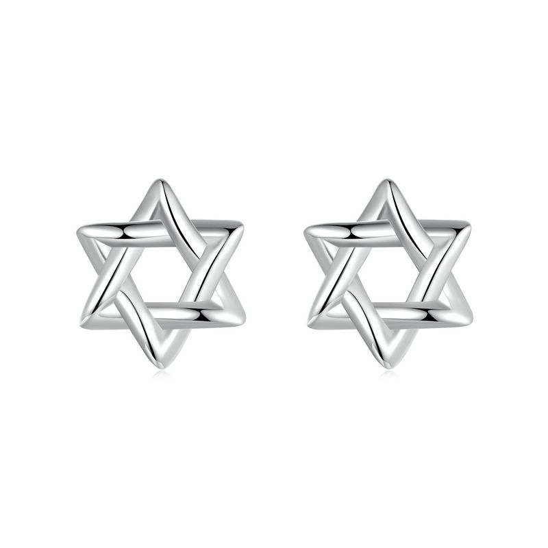 Stud Earrings Hexagram S925 Silver