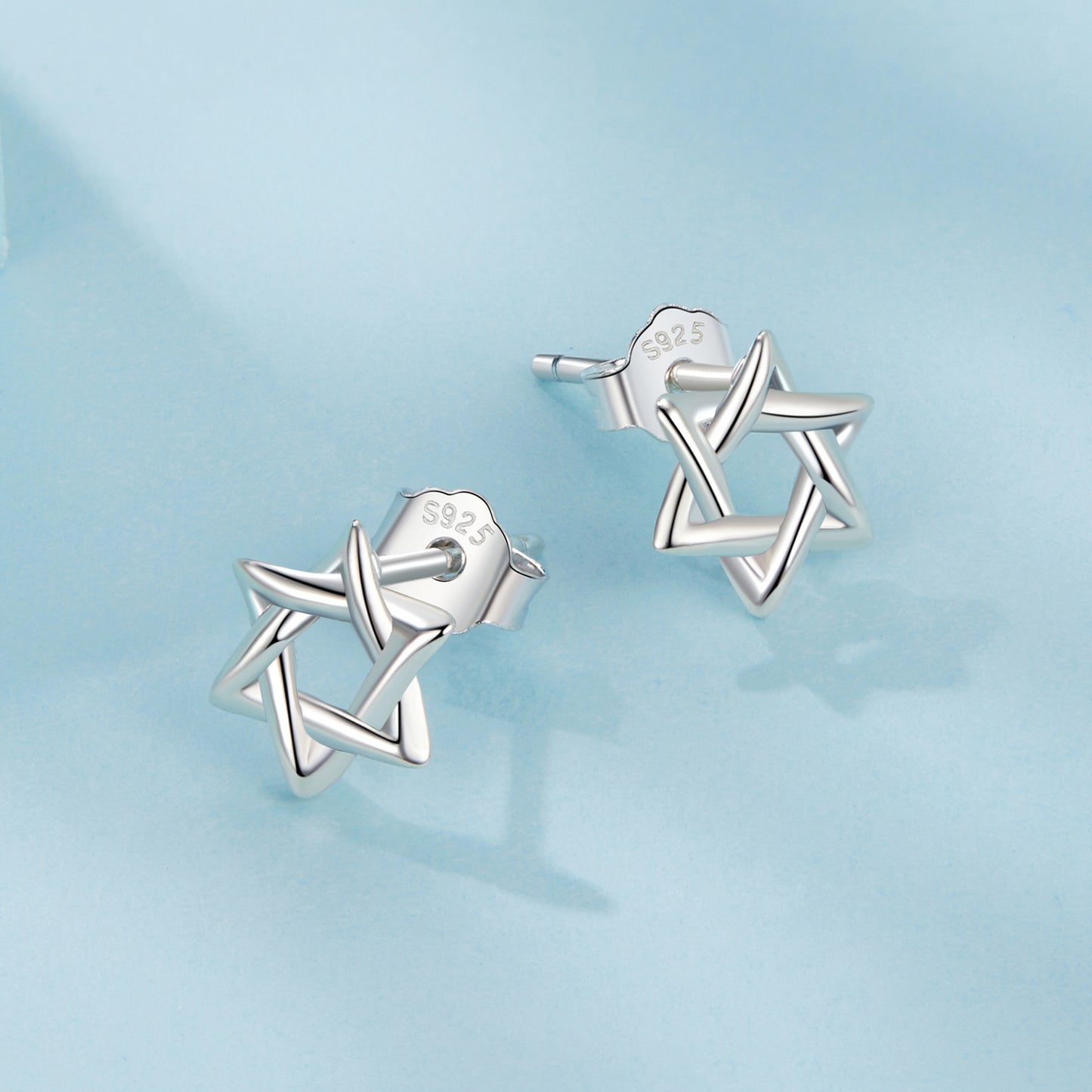 Stud Earrings Hexagram S925 Silver