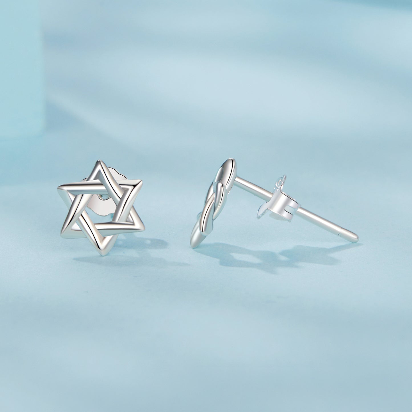 Stud Earrings Hexagram S925 Silver