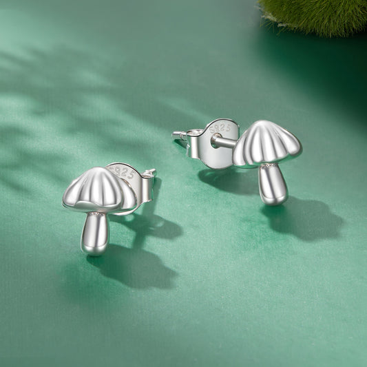 Stud Earrings Mushroom S925 Silver