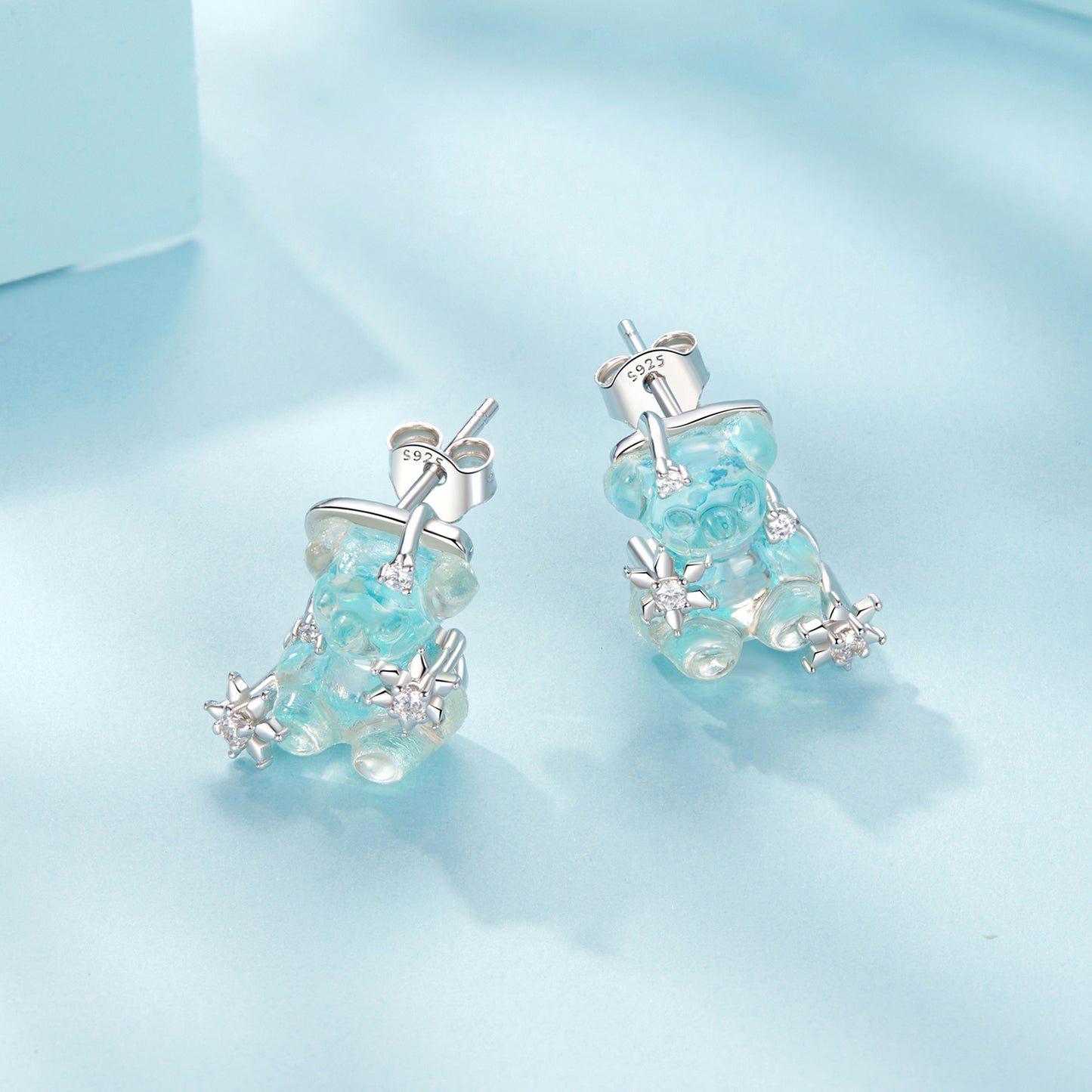 Stud Earrings Cute Resin Bear S9235