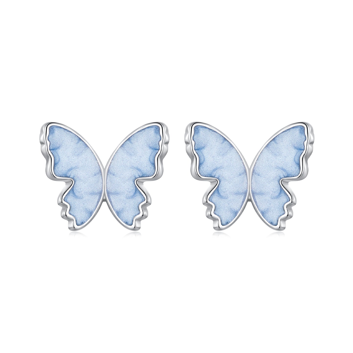 Stud Earrings Elegant Butterfly Light Blue S925 Silver