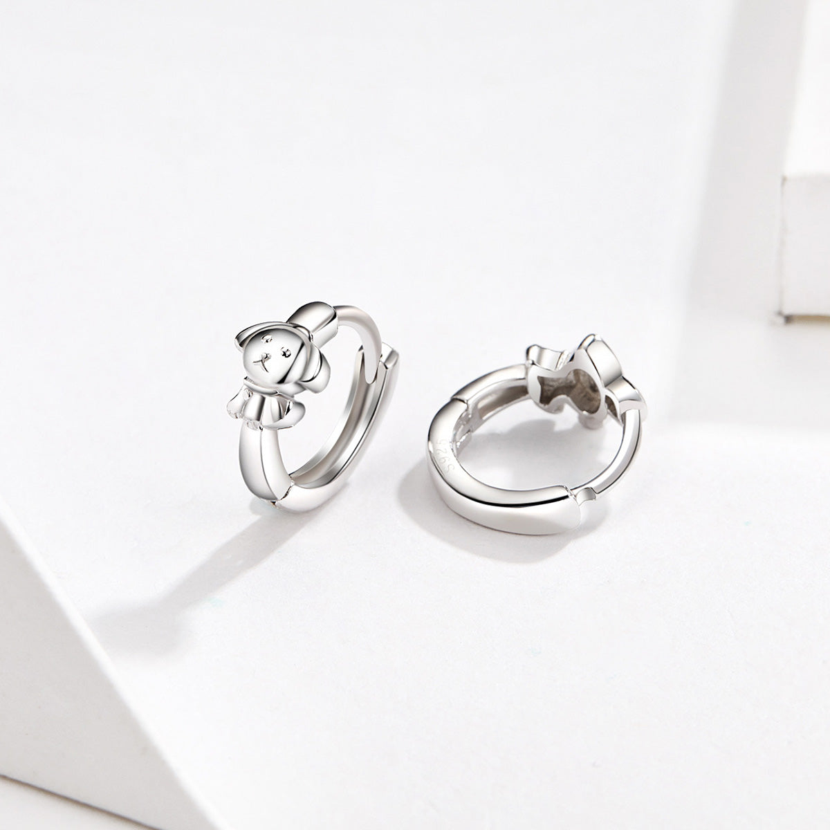 Hoop Earrings Little Puppy Dog S925 Silver