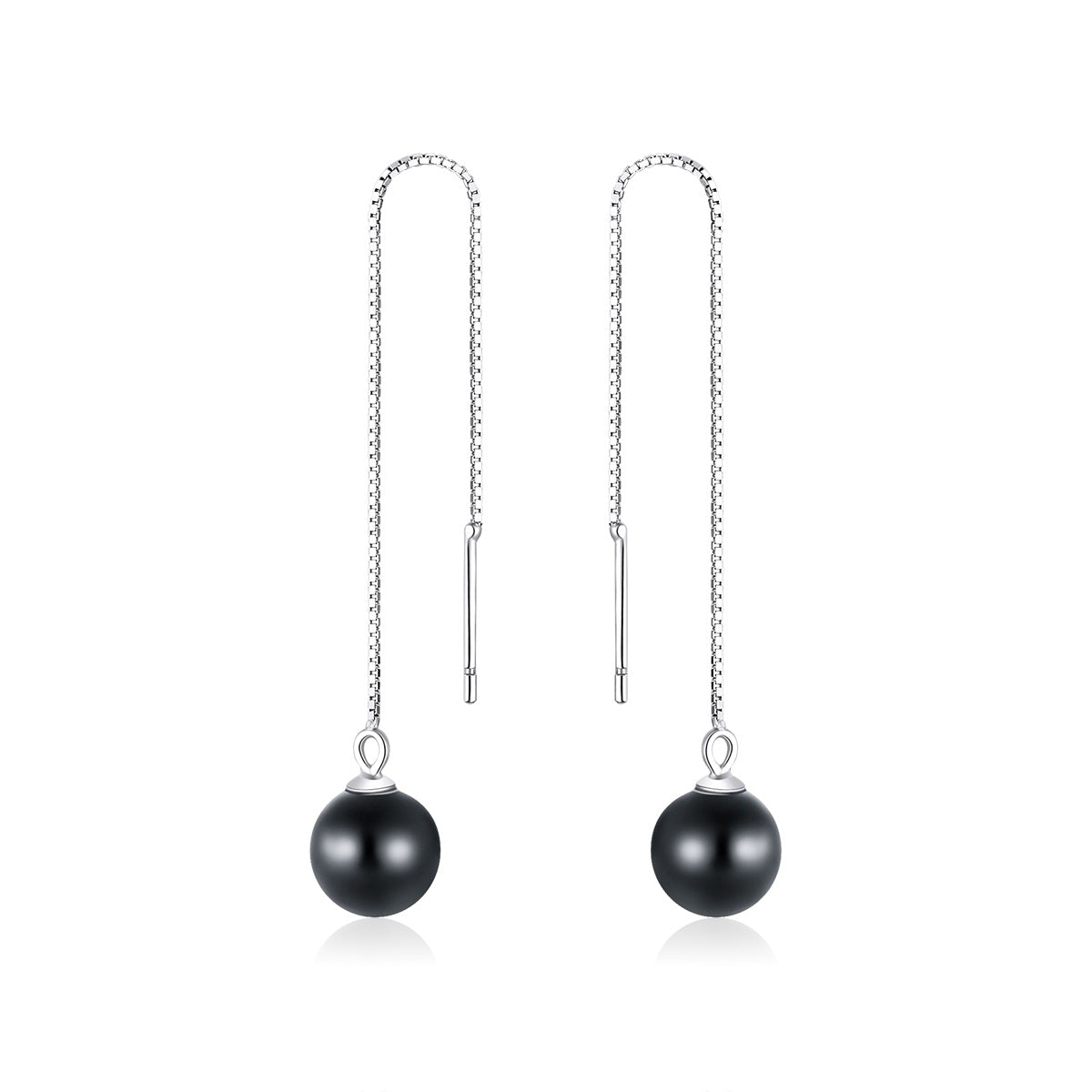 Boucles d'oreilles pendantes pendentif agate noire argent S925