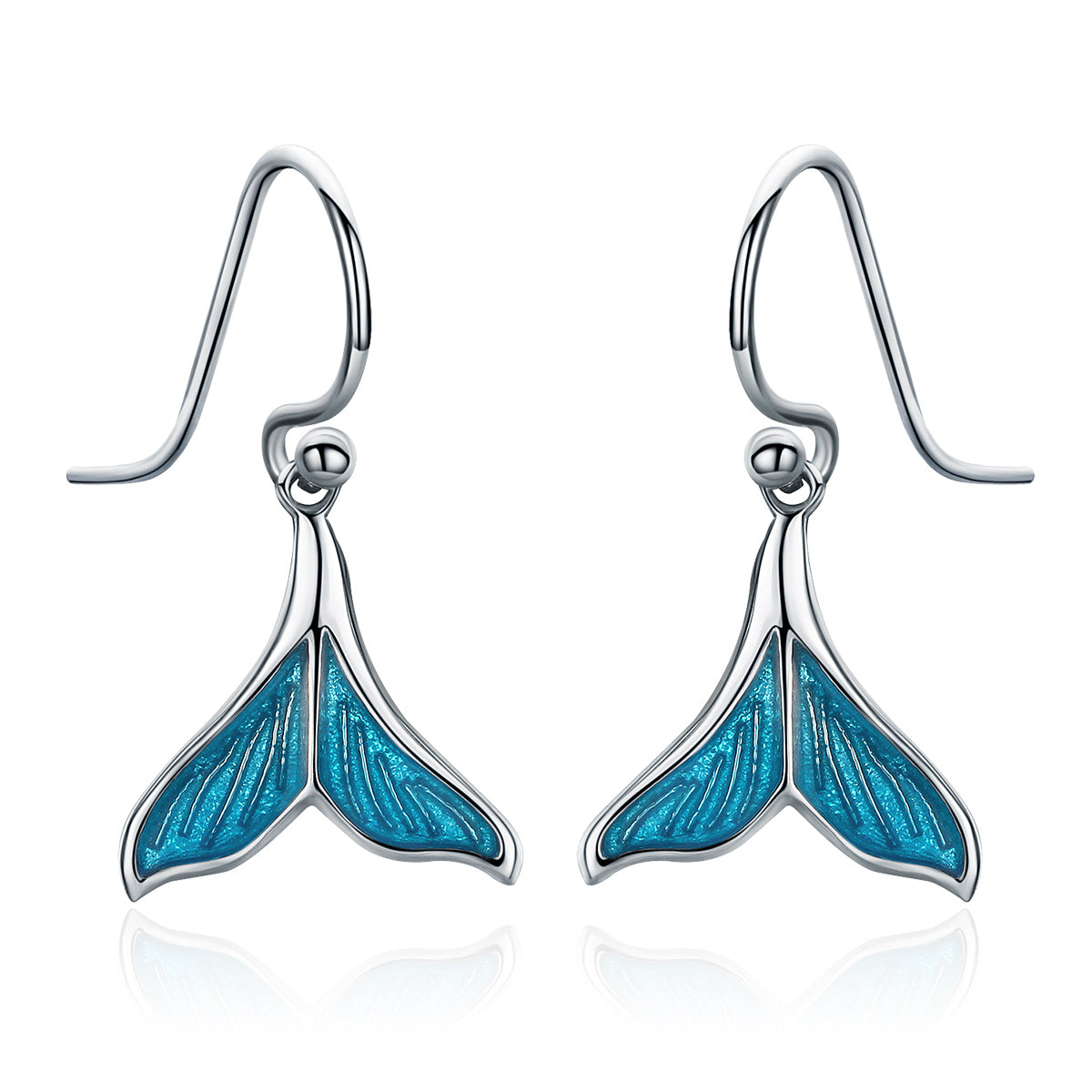 Drop Earrings Whale Tail S925 Silver