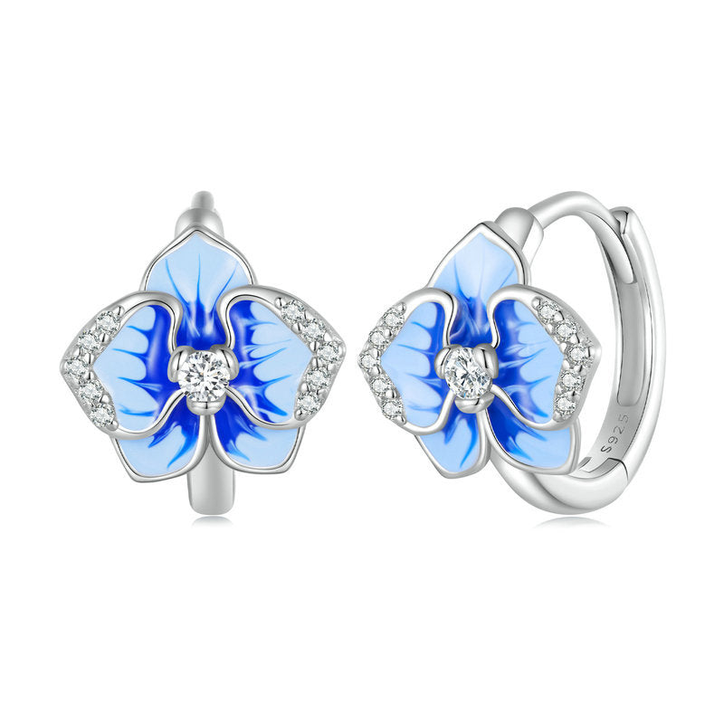 Blue Phalaenopsis Earrings 925 Silver