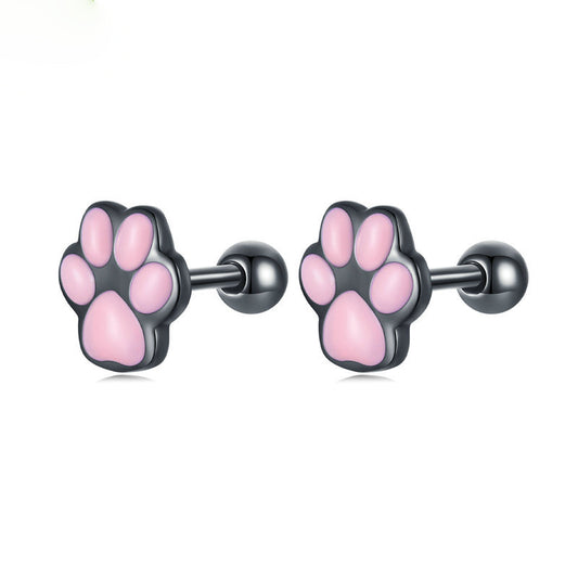 Cat Paw Print Earrings Sterling Silver