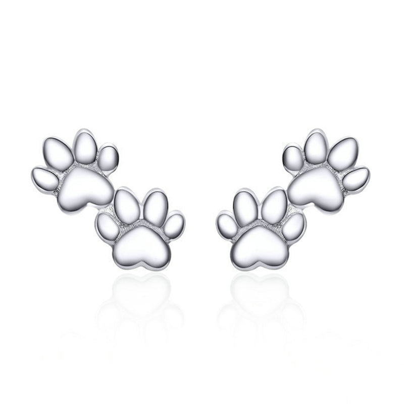 Cute Cat Paw Print Earrings Hypoallergenic Sterling Silver