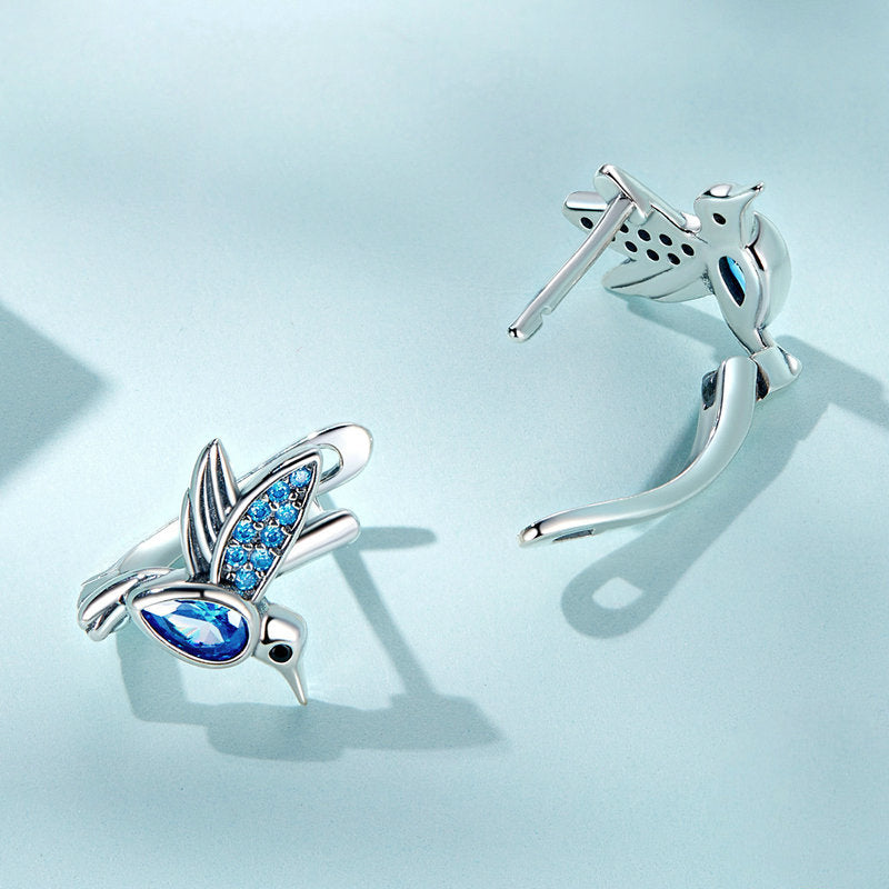 Hummingbird Earrings S925 Silver with CZ Stone Animal Collection