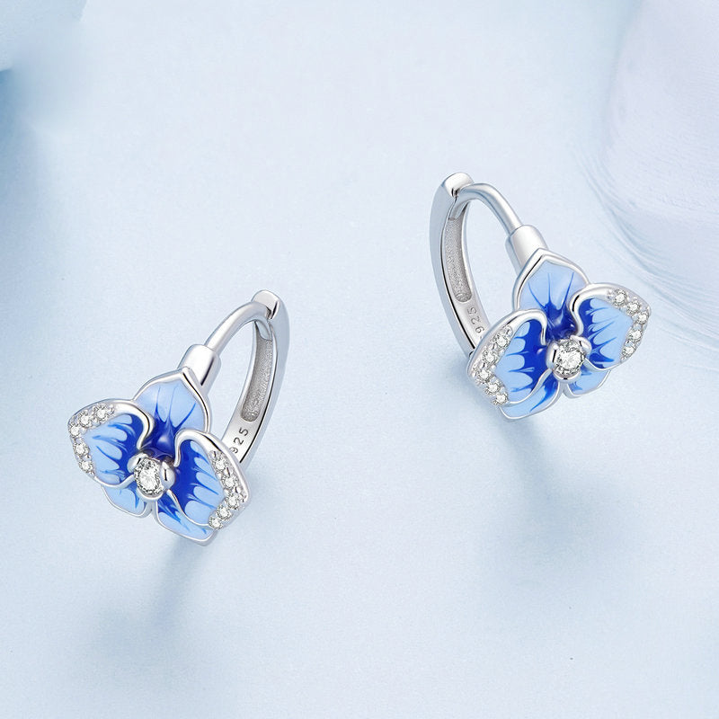 Blue Phalaenopsis Earrings 925 Silver