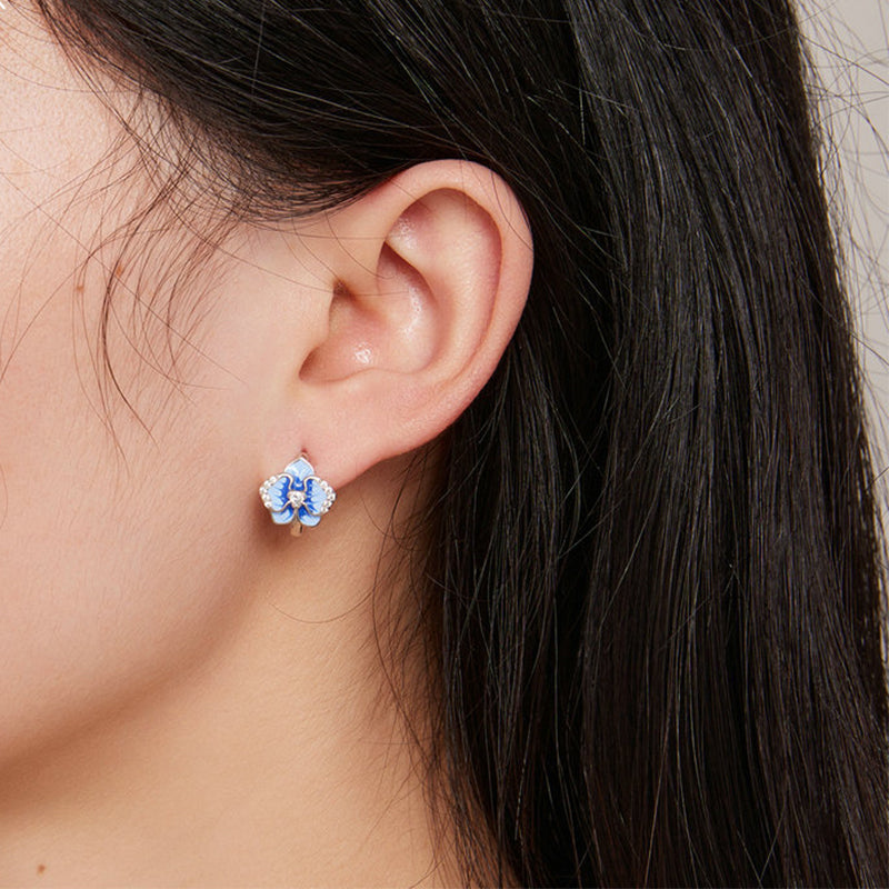 Blue Phalaenopsis Earrings 925 Silver