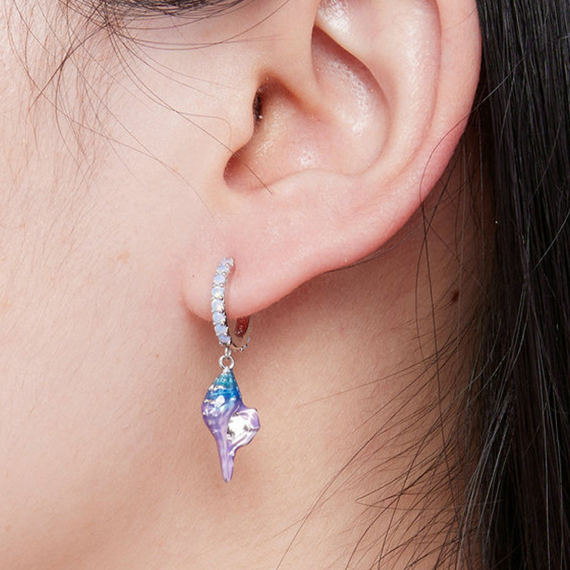 Dream Conch Drop Earrings 925 Silver with Opal