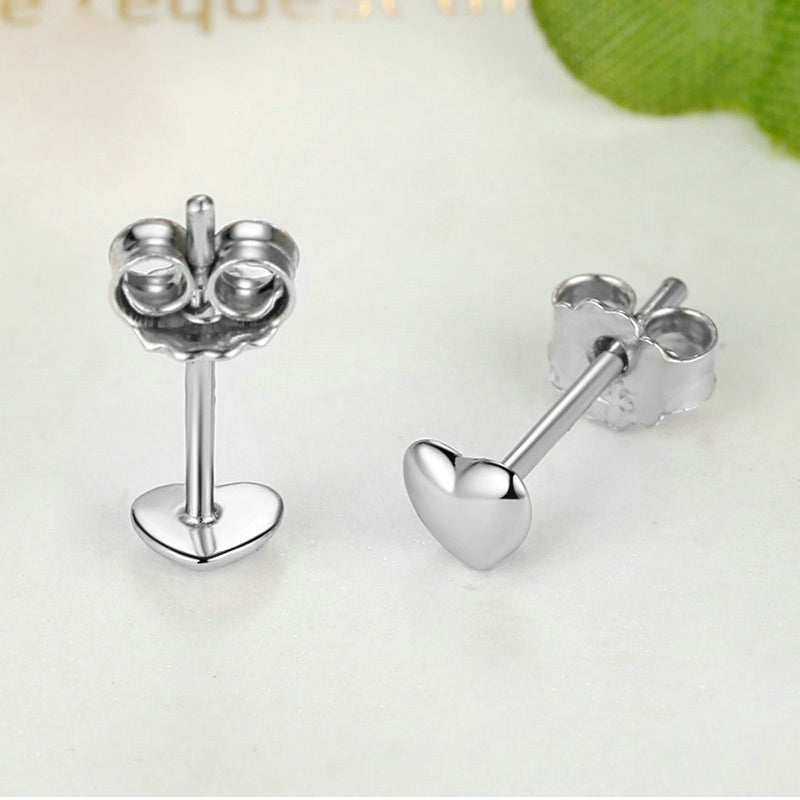 Simple Heart Stud Earrings 925 Silver