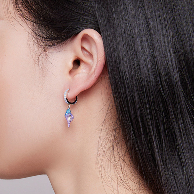 Dream Conch Drop Earrings 925 Silver with Opal